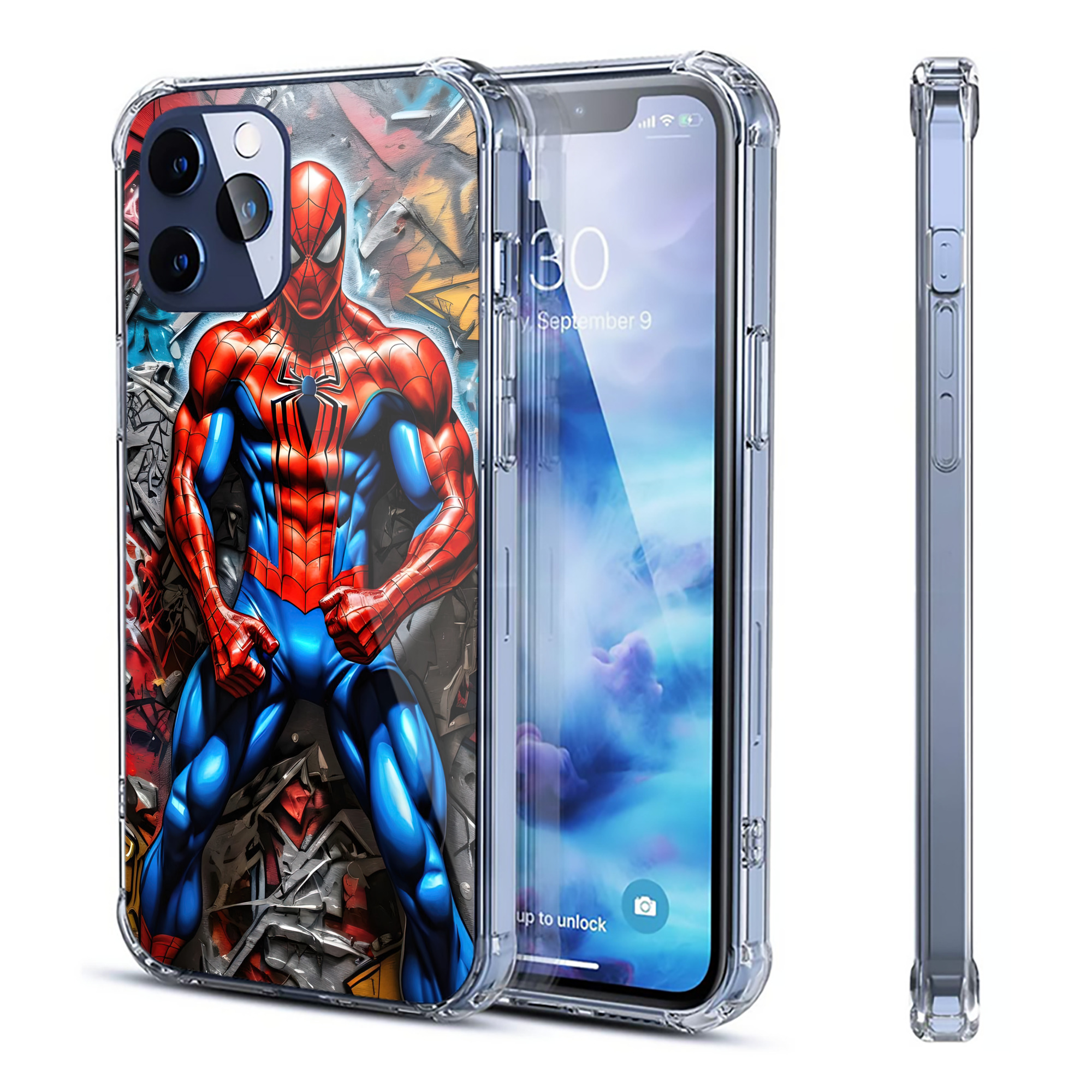 （画像用） Spider Man スパイダーマン 【iPhone 12シリーズ対応】透明スマホケース（クリアソフトケース）